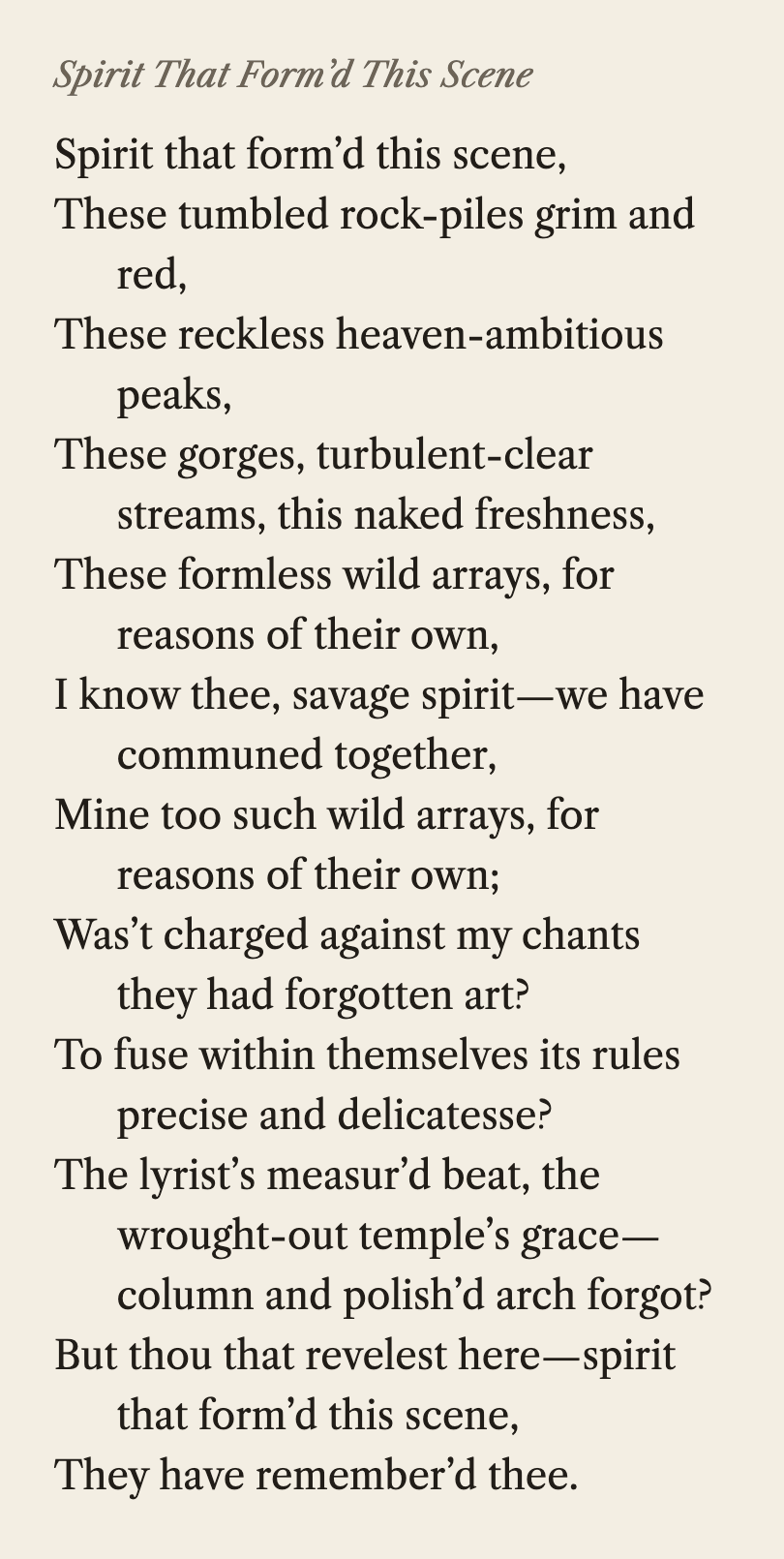 Spirit That Form’d This Scene, as stanza set it before